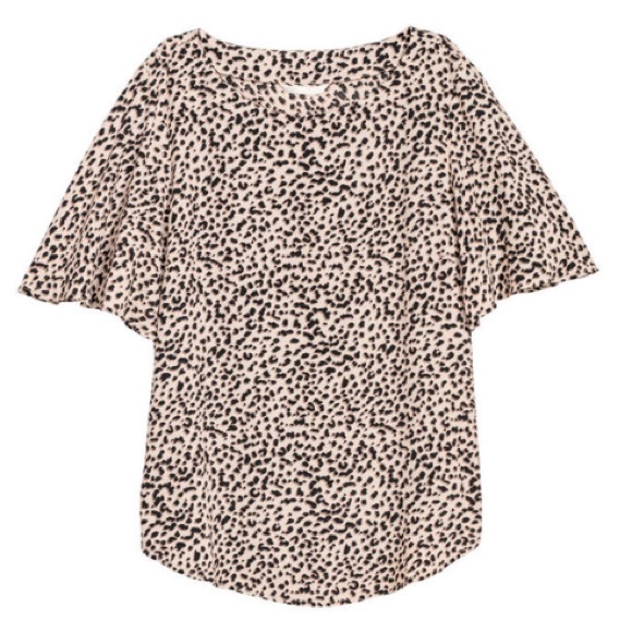H&M Trumpet Sleeve Leopard Print Top - Picture 2 of 8